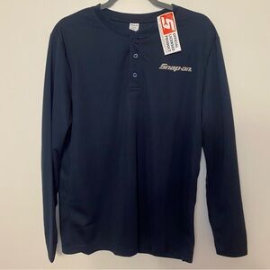 NWT Snap-On Men's Navy Blue Long Sleeve 3 Button Polo Shirt Size XL
